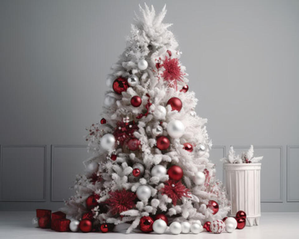 árbol de navidad blanco y rojo
