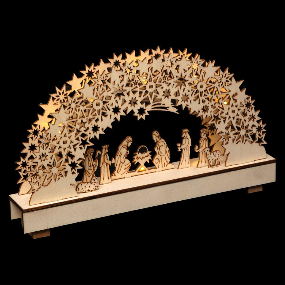 crèche de noël en bois