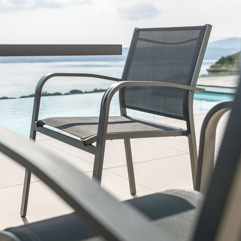 fauteuil de jardin aluminium gris anthracite