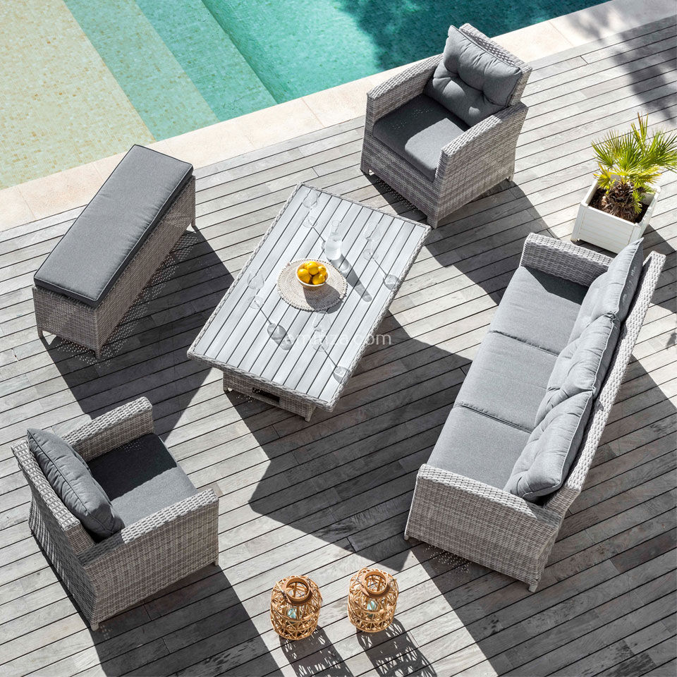 salon de jardin repas gris