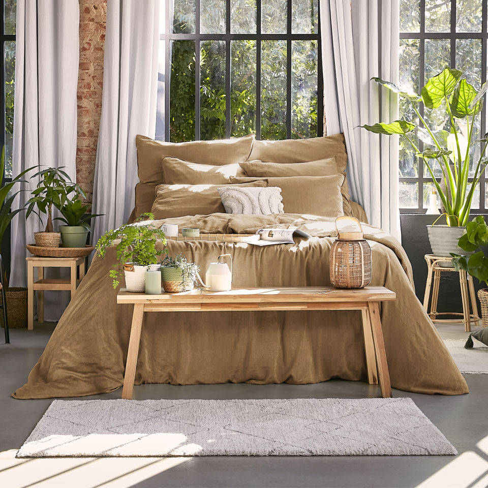 housse de couette en lyocell camel