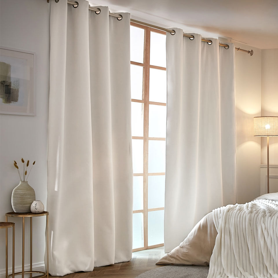 doppellagiger verdunkelnder Vorhang mit Fleece beige