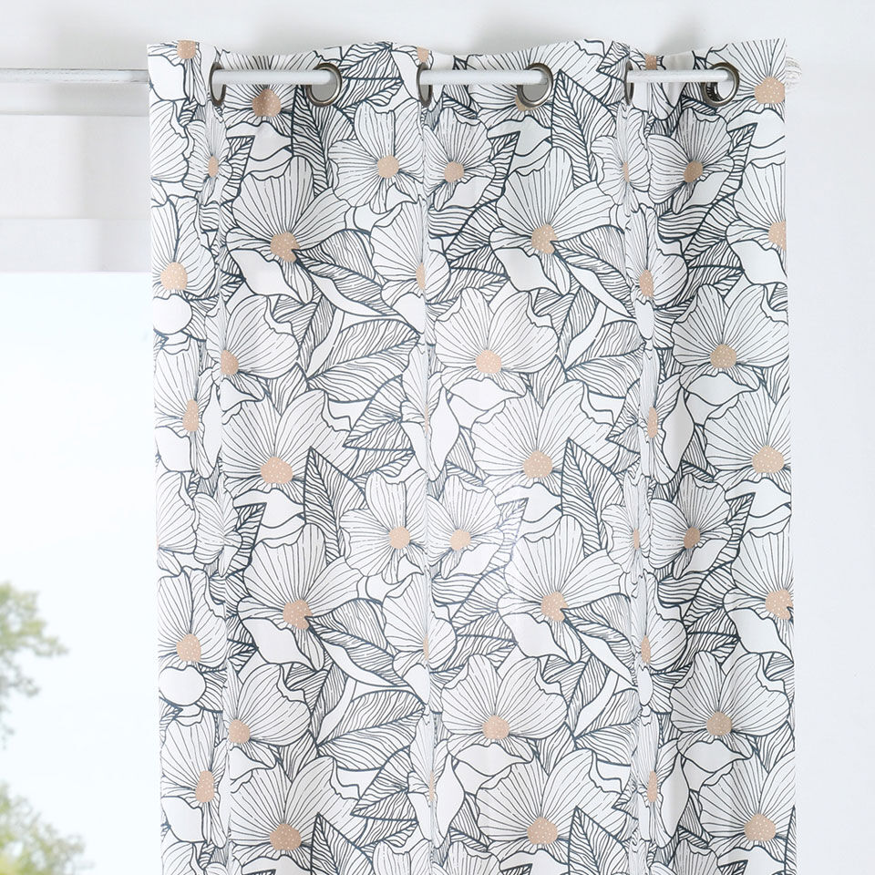 tenda in cotone motivi floreali blu