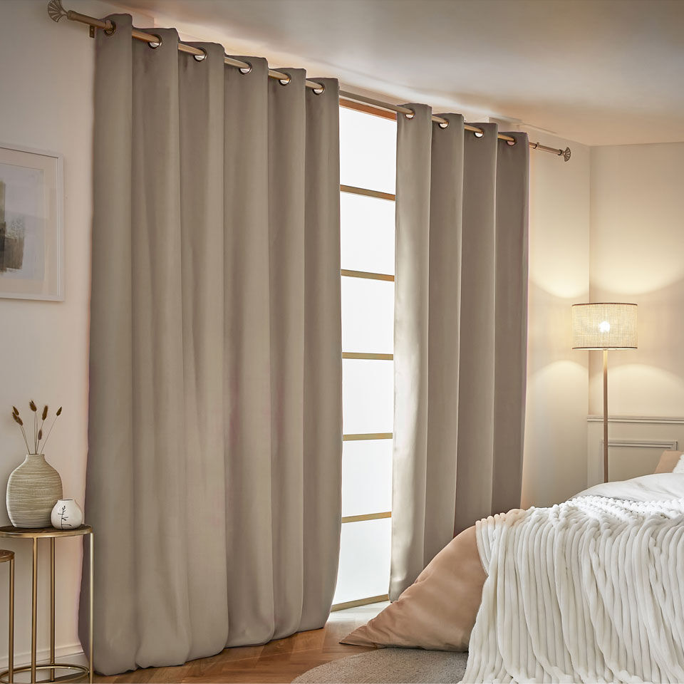 rideau isolant thermique doublure polaire taupe