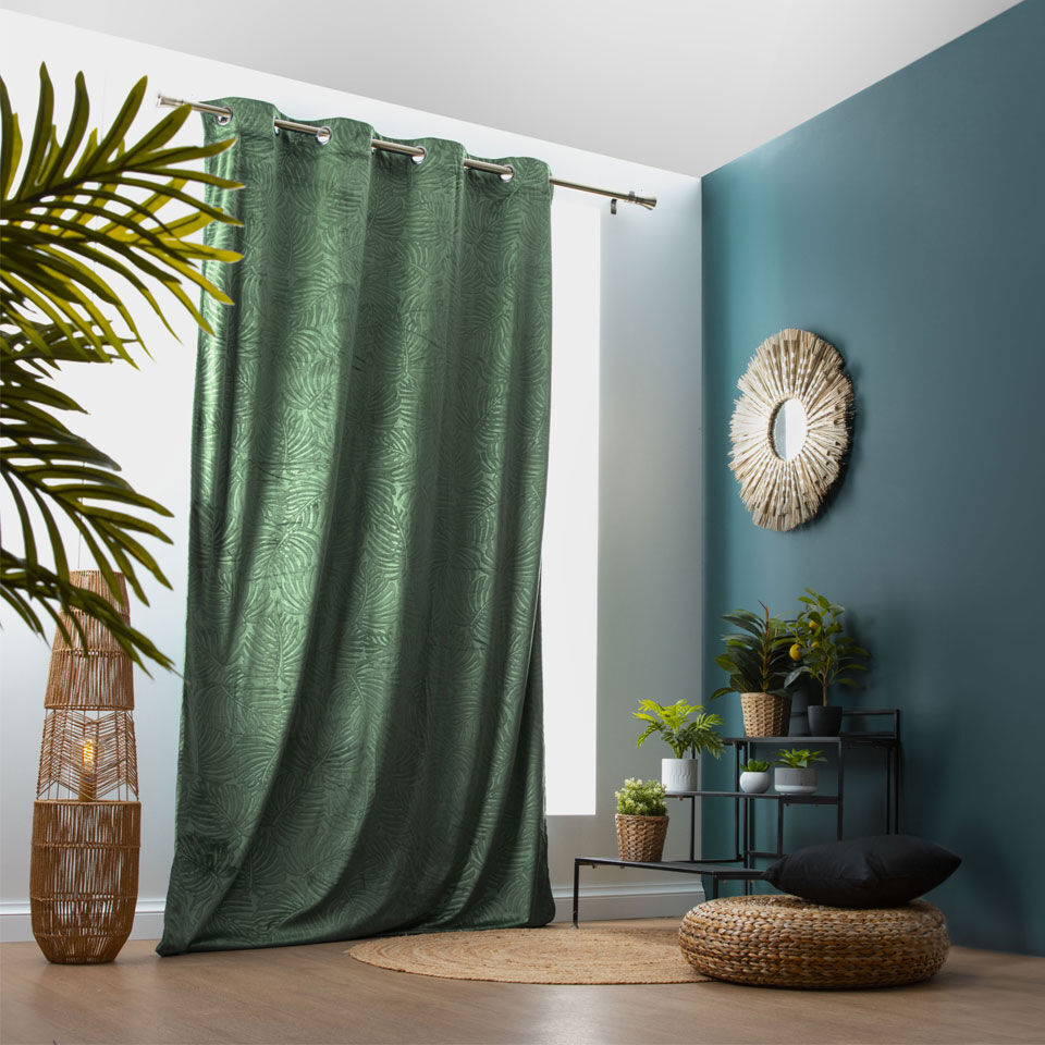 rideau occultant en velours vert