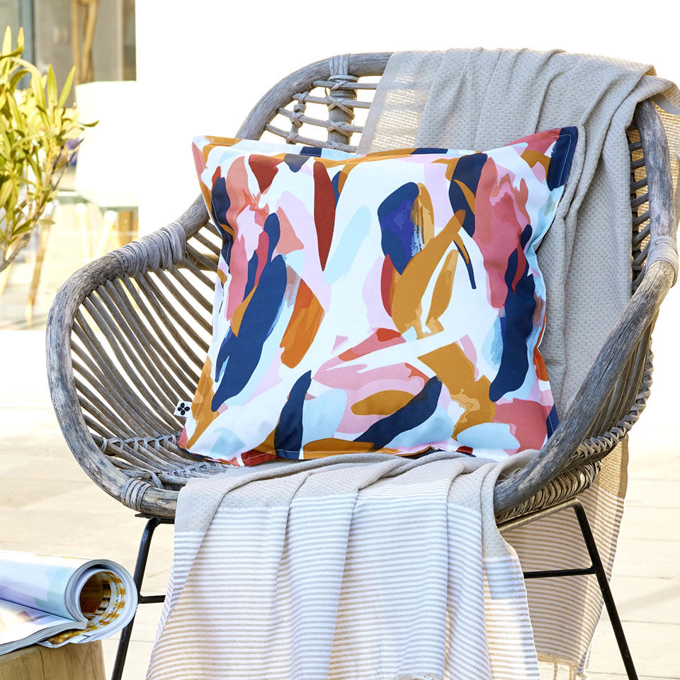 housse de coussin extérieure anti uv et déperlante multicolore