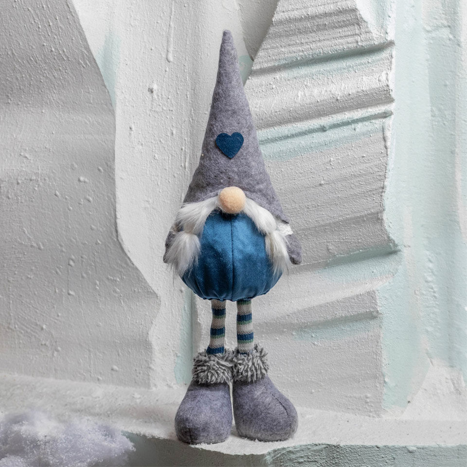 lutin de noel bleu gris et blanc