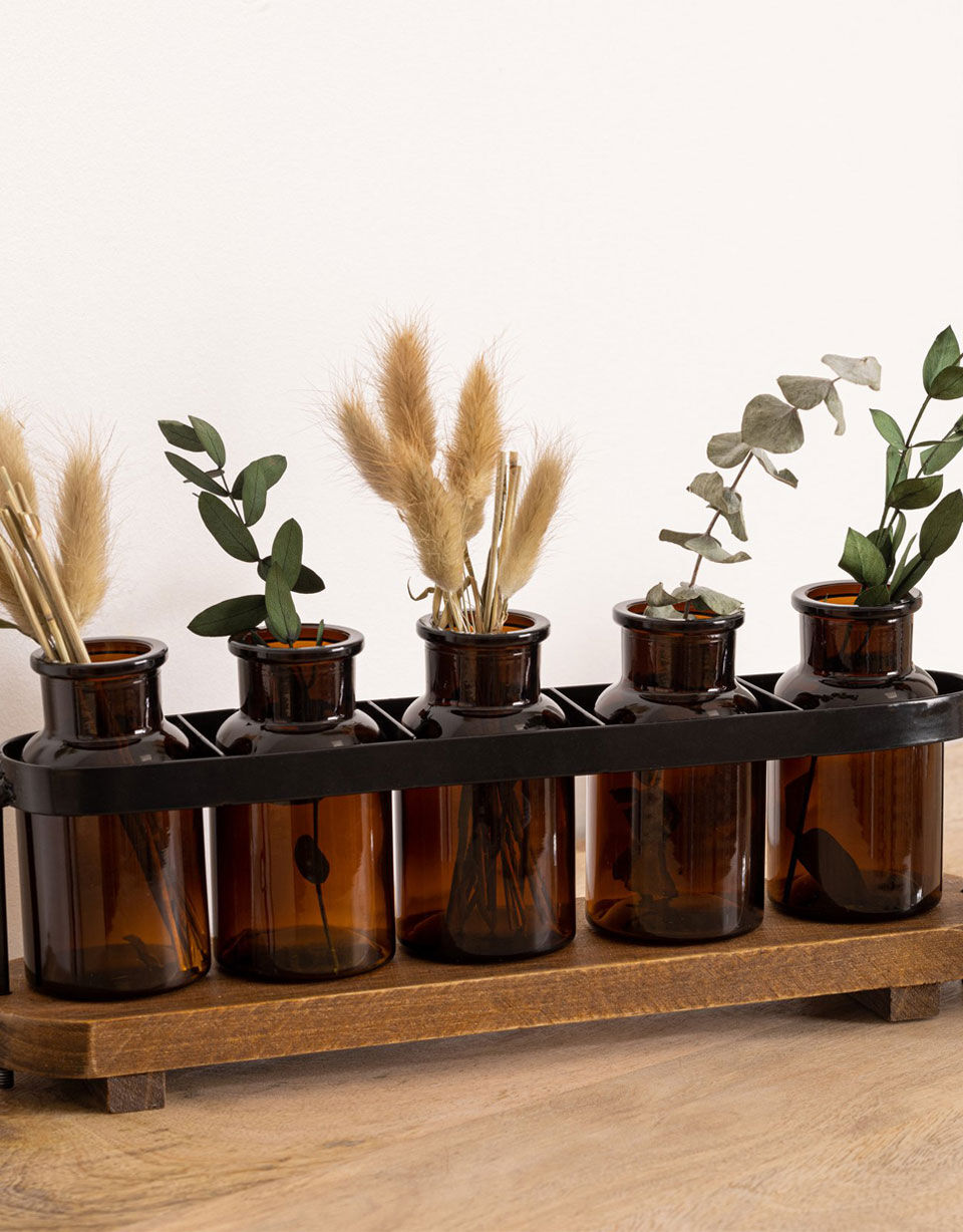 vasetti monofioro in vetro ambrato