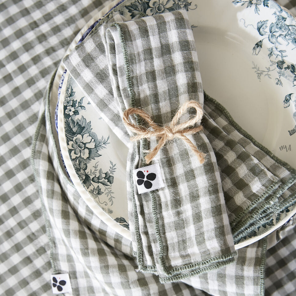 serviette de table en gaze de coton aux motifs vichy
