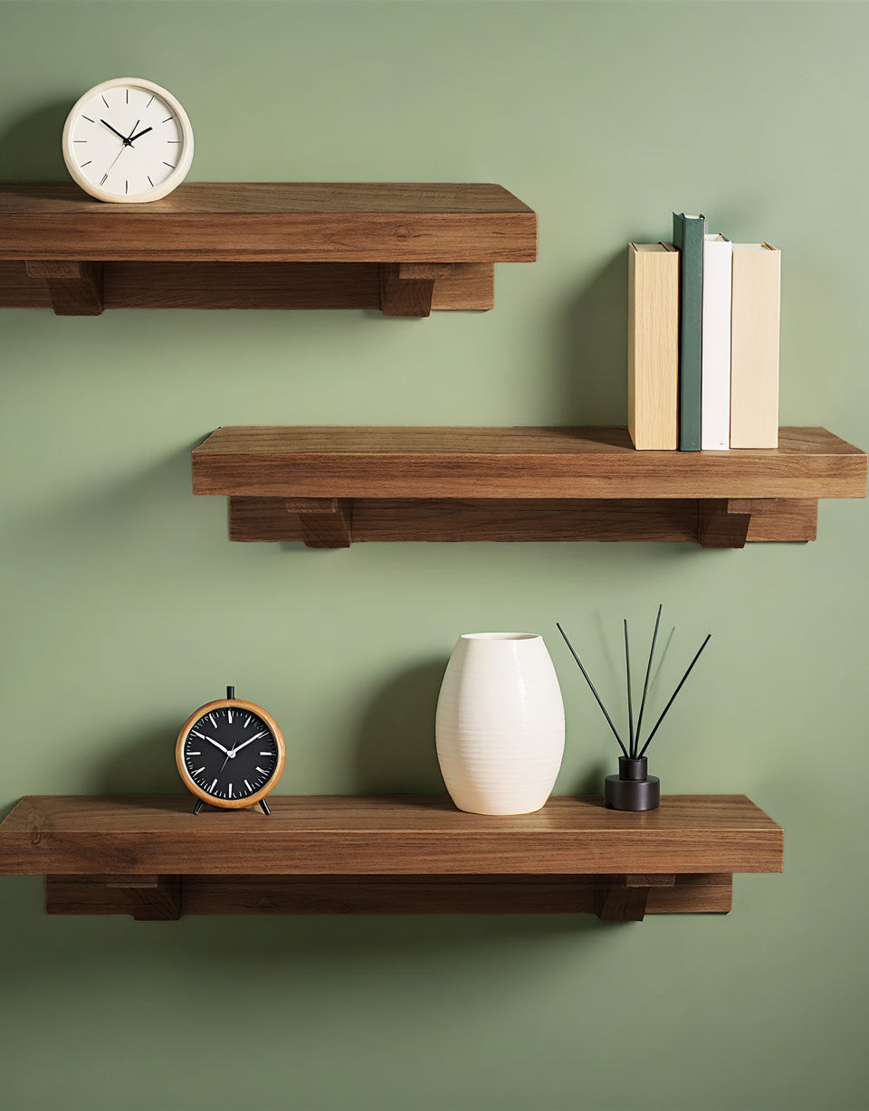 Estanterías de madera envejecida