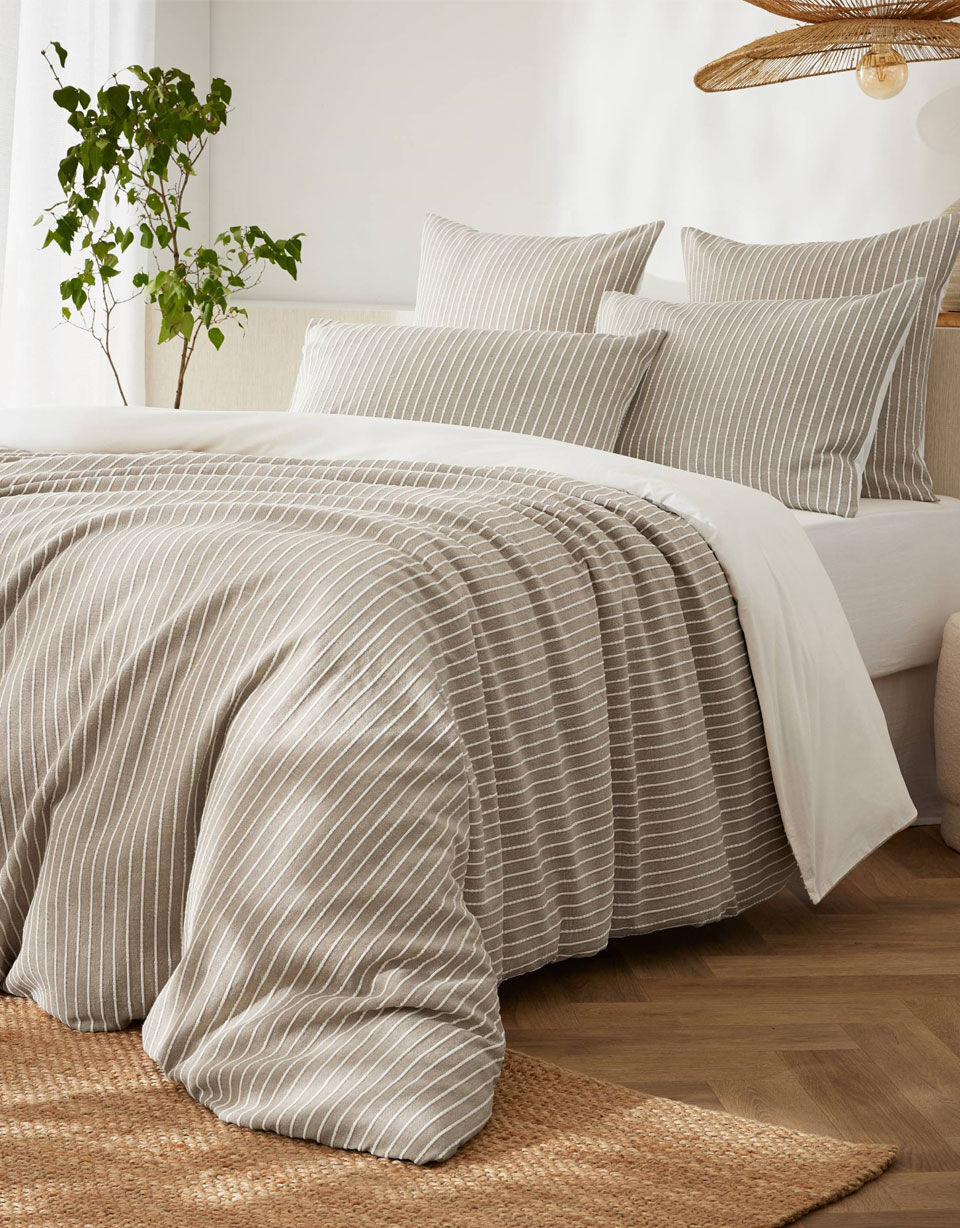 Funda nórdica texturizada de percal de algodón color crudo