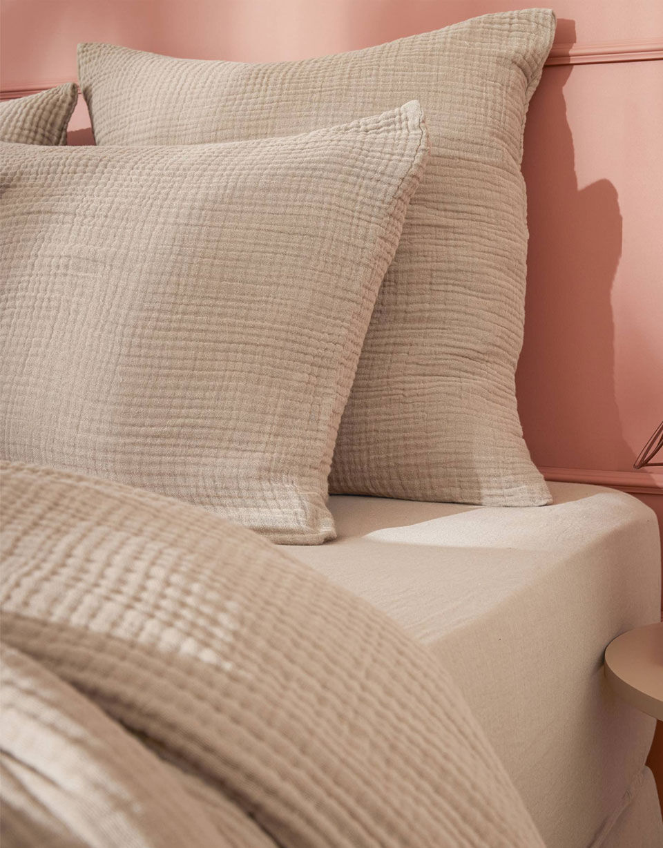 federe quadruple in garza di cotone beige