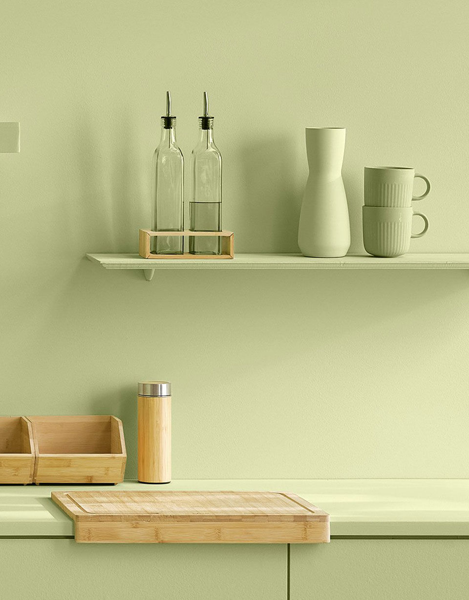 cuisine minimaliste aux tons vert pastel