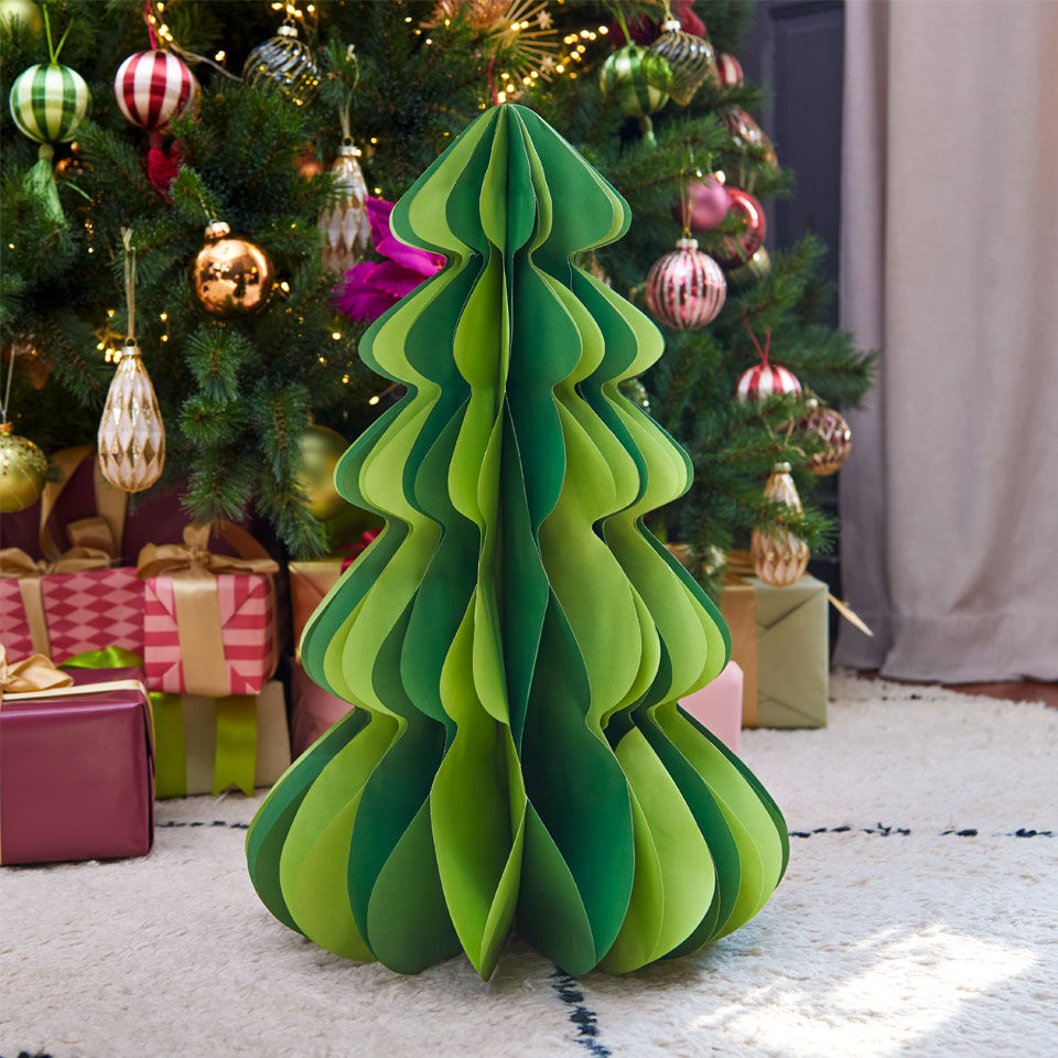 sapin en papier bicolore vert
