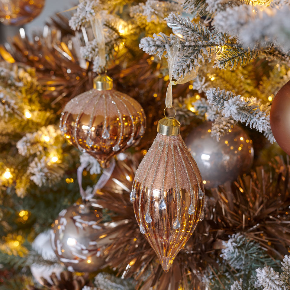 Decorazioni natalizie da appendere in vetro color rame