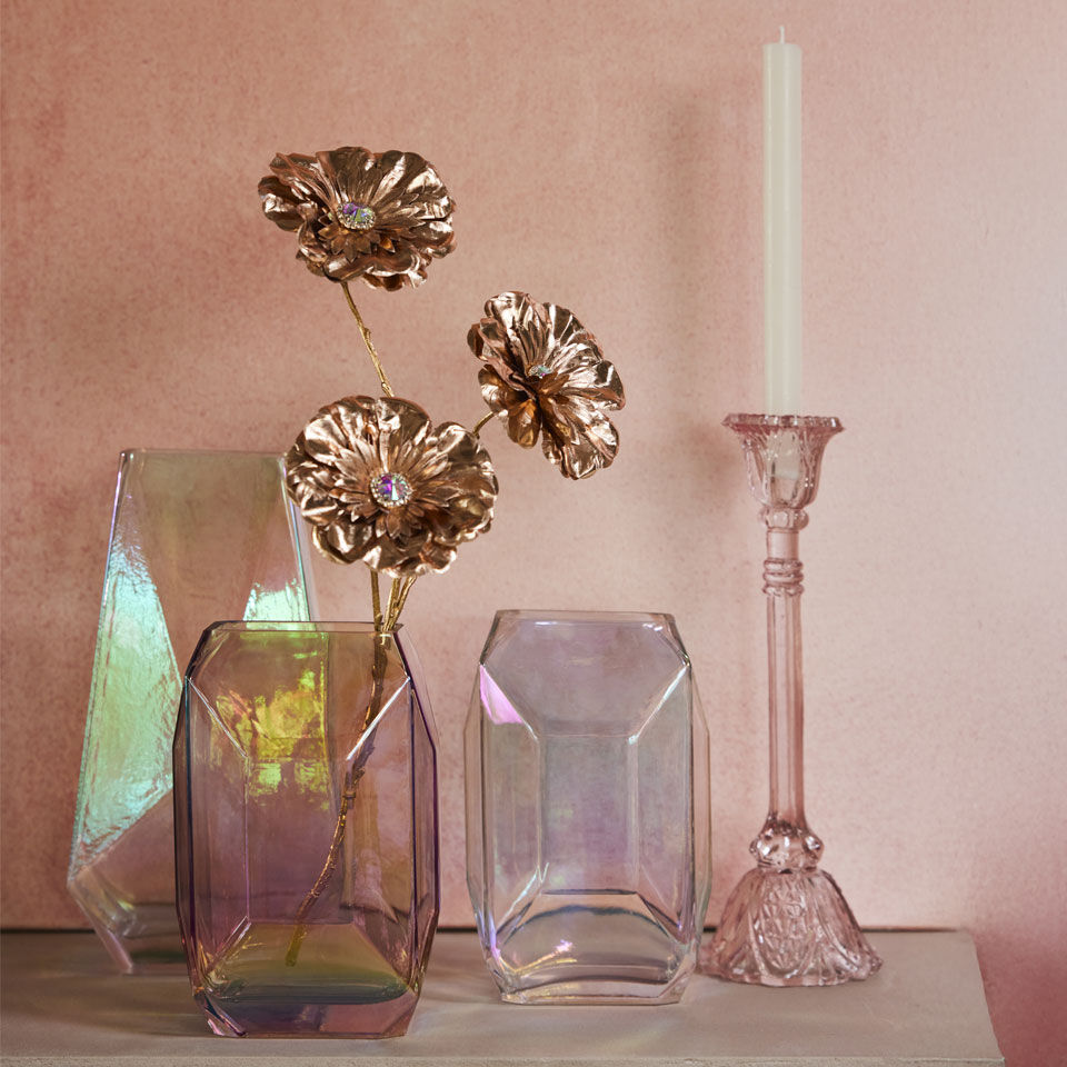 vases en verre rose poudré