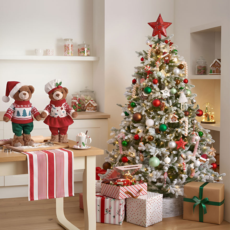 Albero di Natale decorato in stile tradizionale