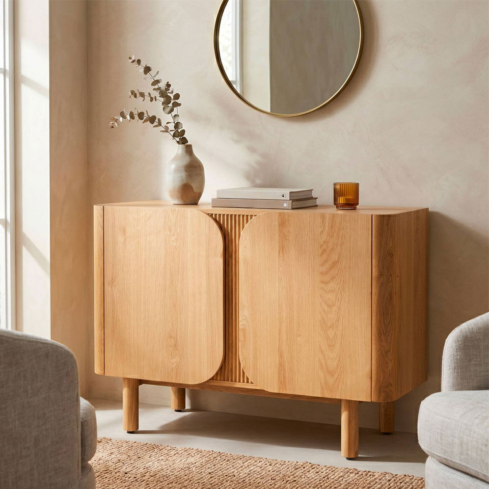 buffet 2 portes en chene massif naturel