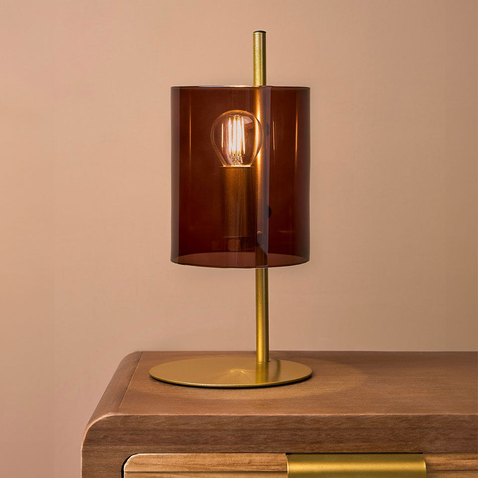 lampe à poser en laiton doré