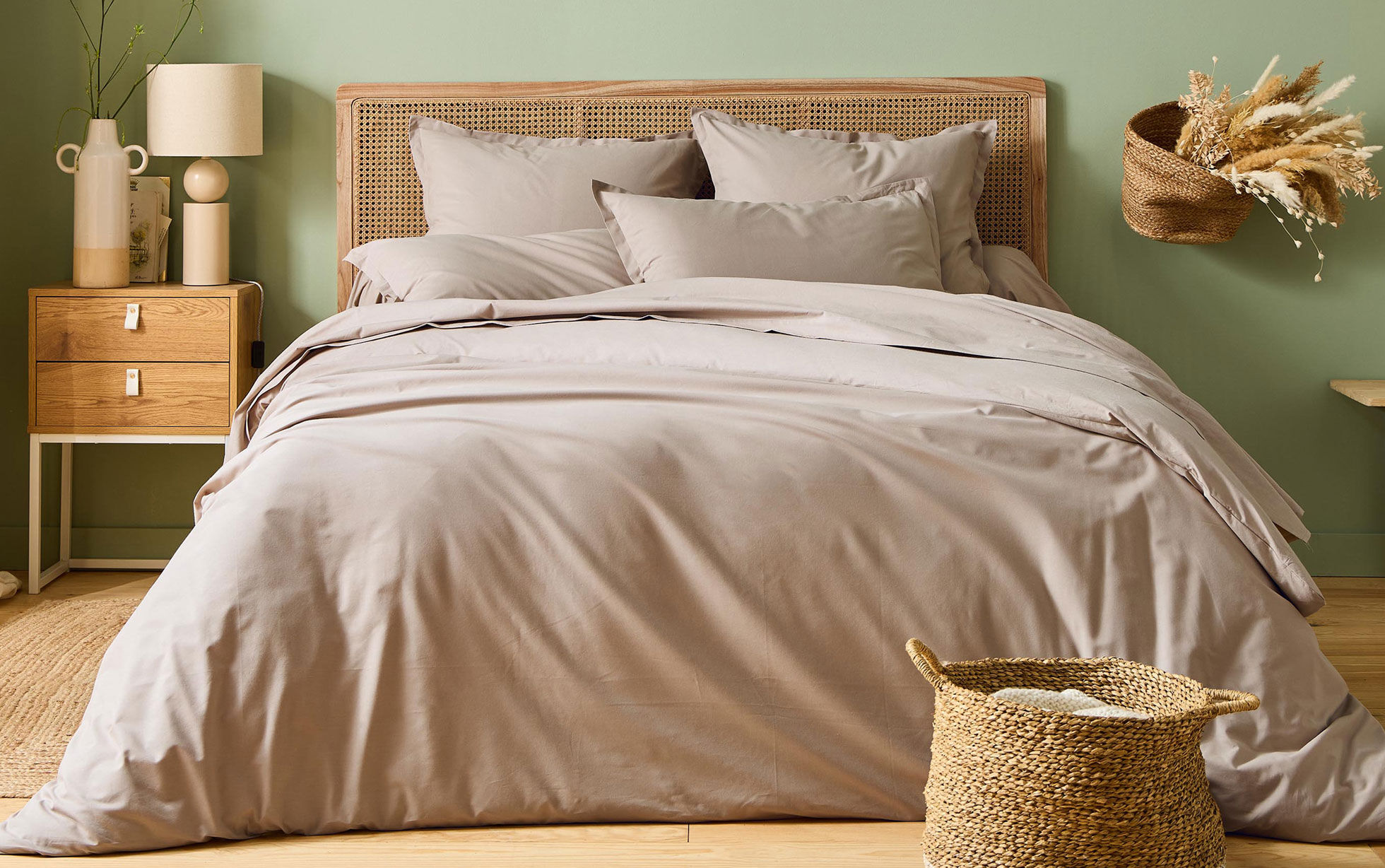 housse de couette sans repassage taupe