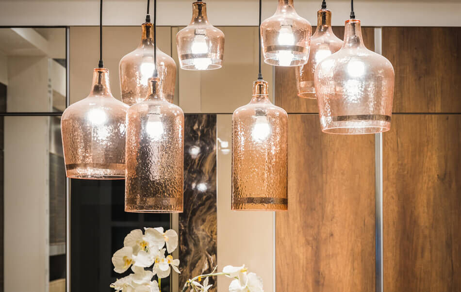 lampadario design di vetro