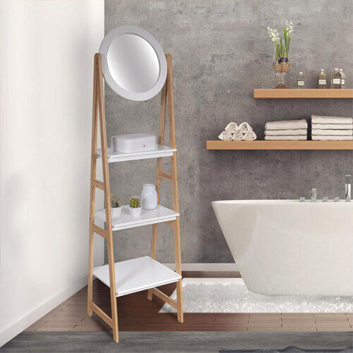 scaffale bagno con specchio
