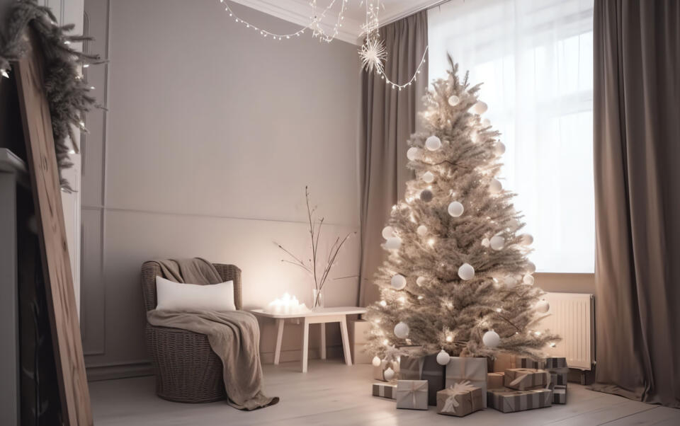 árbol de navidad blanco decorado