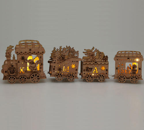 train de noel en bois et lumineux