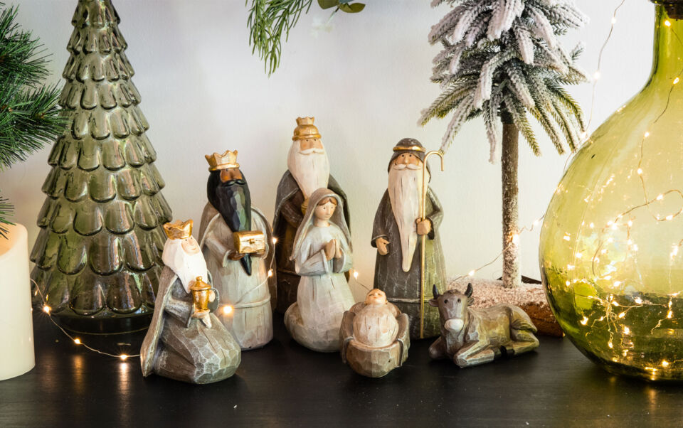 crèche de noël moderne tons verts