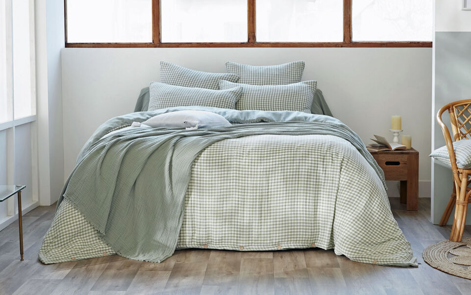 housse de couette vichy vert eucalyptus