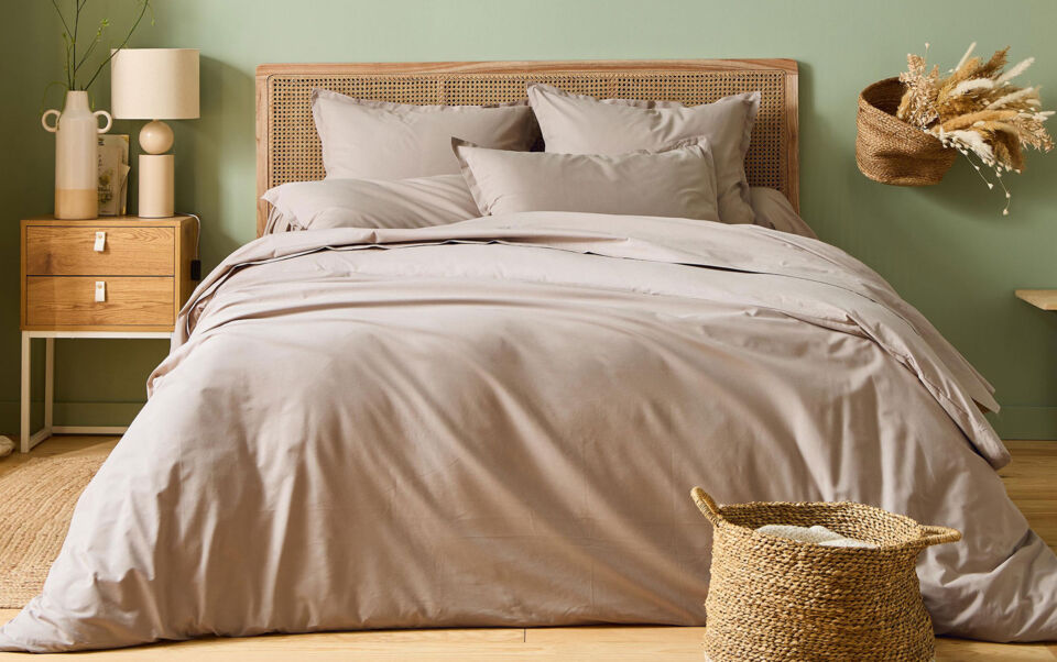 housse de couette sans repassage taupe