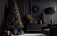 árbol de navidad negro decorado