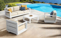 salon de jardin 5 places modulable en aluminium blanc