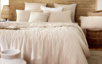 housse de couette à rayures beige