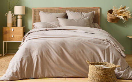 housse de couette sans repassage taupe