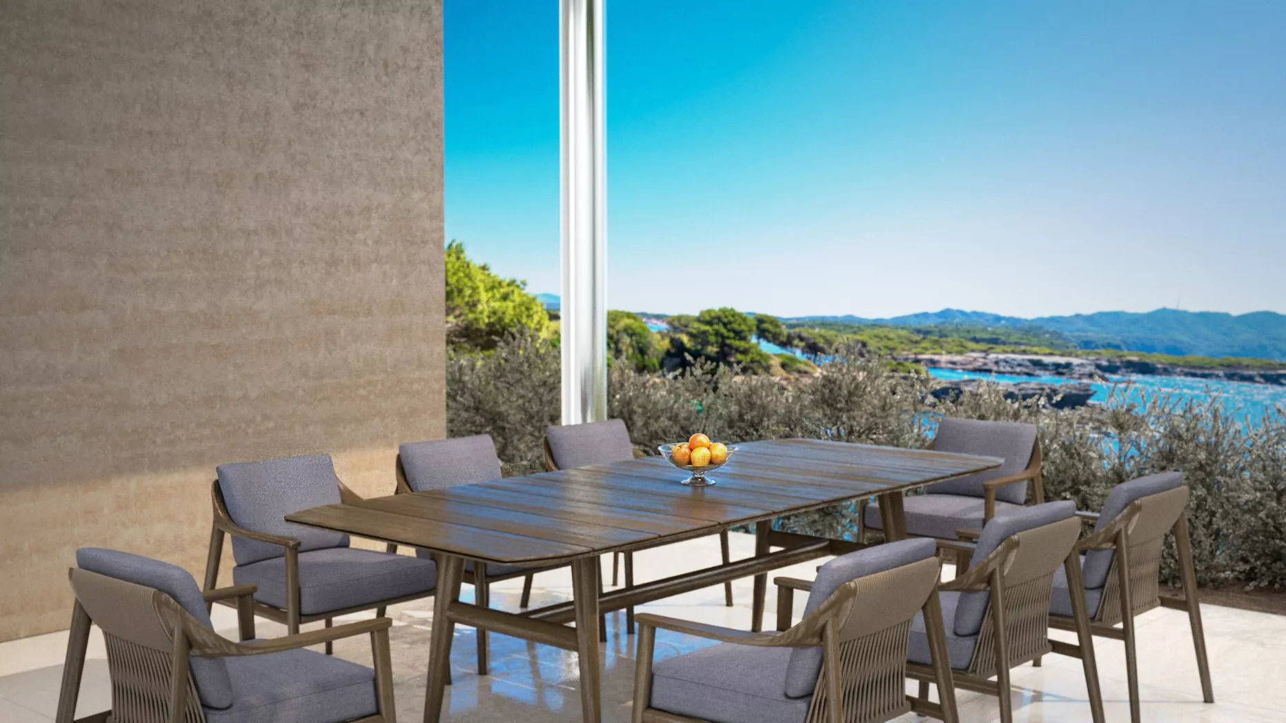 Table de jardin bois teck 10 places (260 x 100 cm) Cap Ferrat - Marron foncé