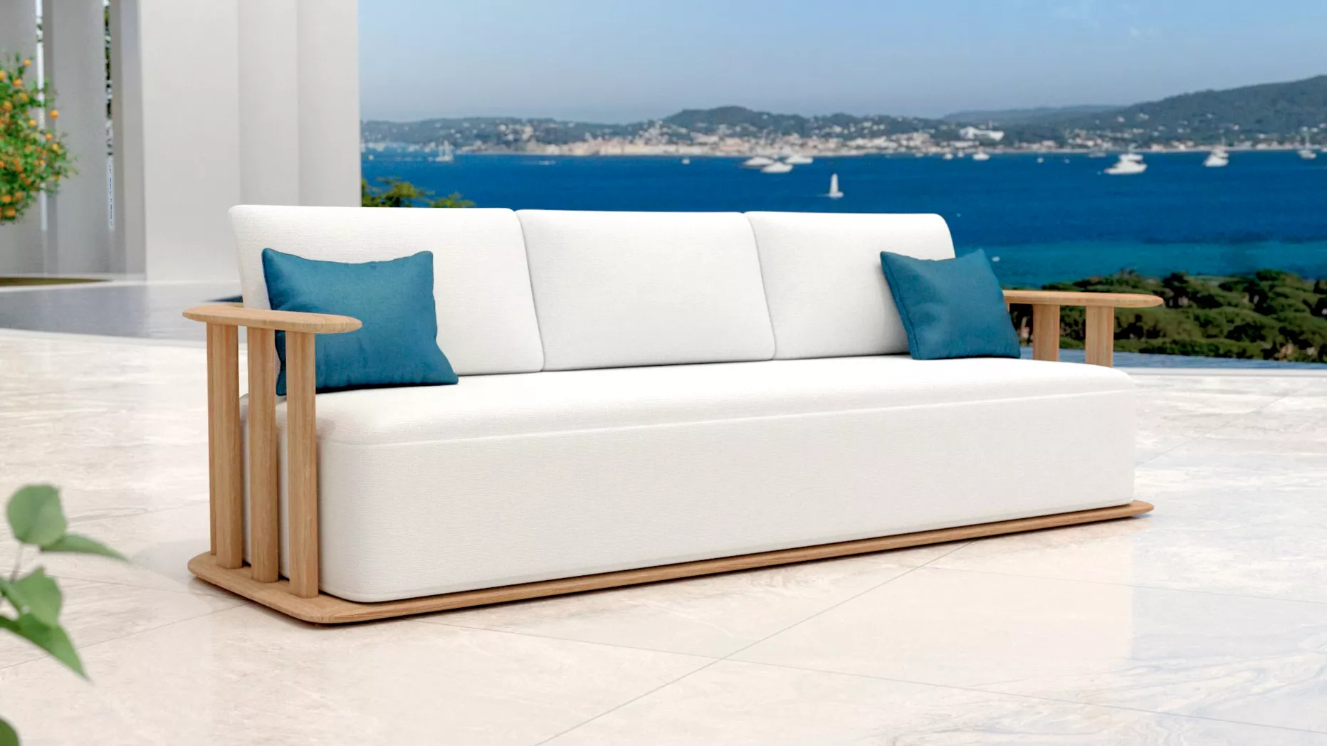 Sillón de jardín en madera teck 3 lugares Java - Crudo
