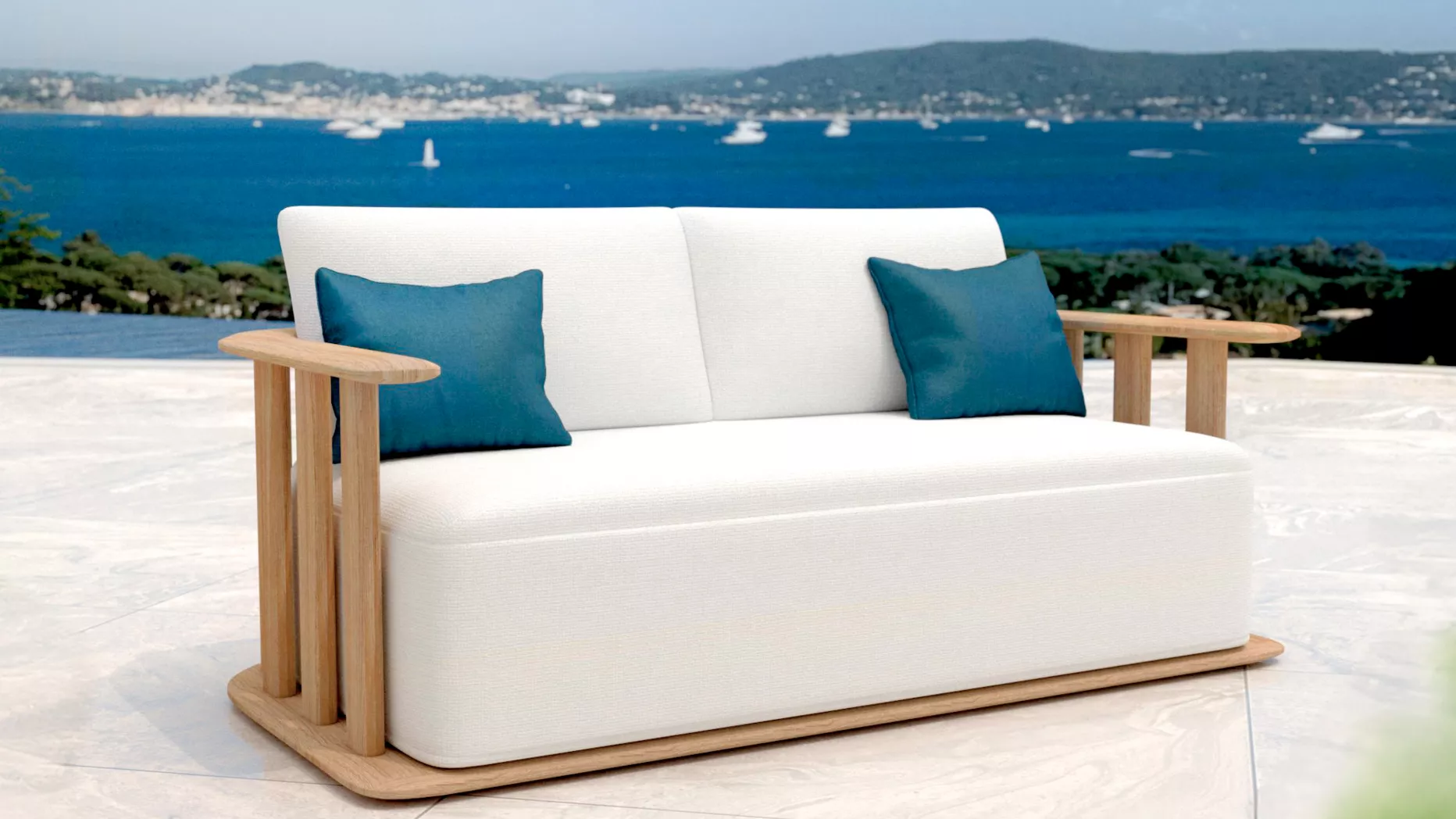 Sillón de jardín en madera teck 2 lugares Java - Crudo