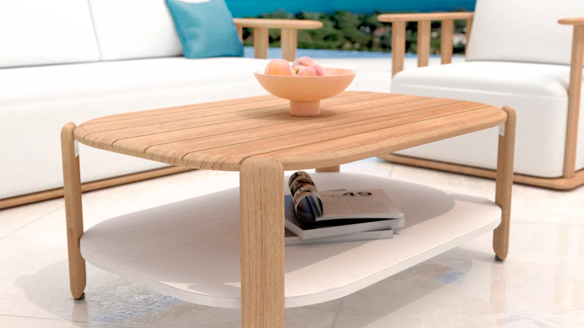 Mesa rectangular para salón de jardín teck Java (L100 cm) - Natural