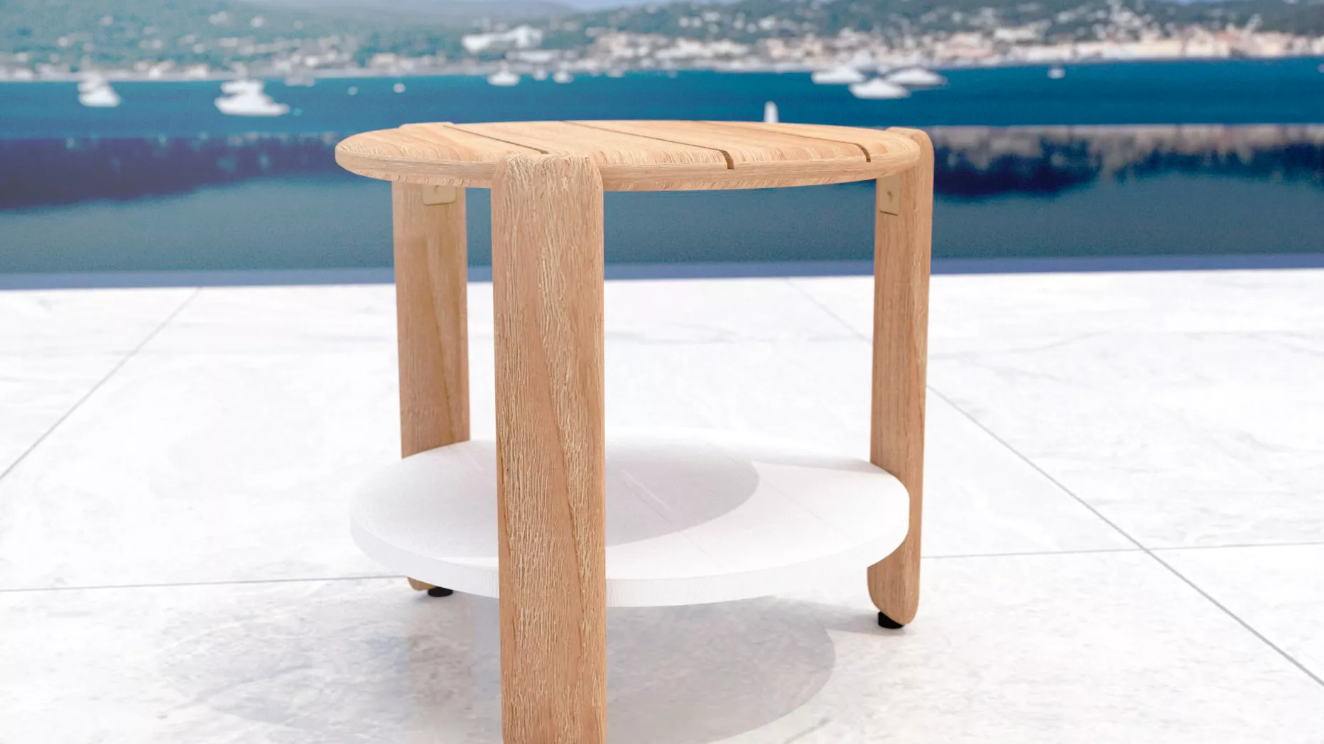 Table d'appoint de jardin bois teck Java (D50 cm) - Naturel