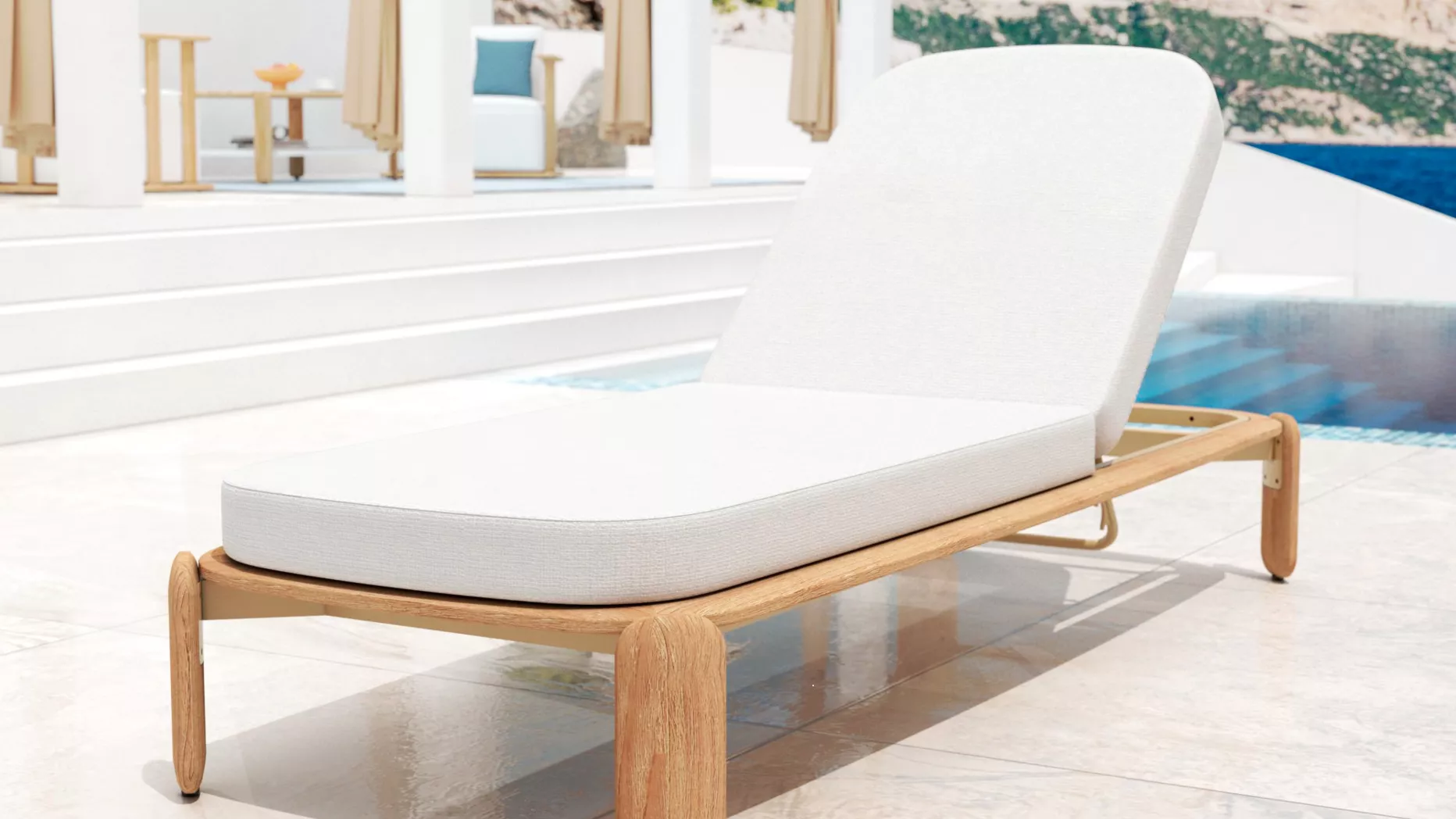 Tumbona en madera teck Java - Crudo