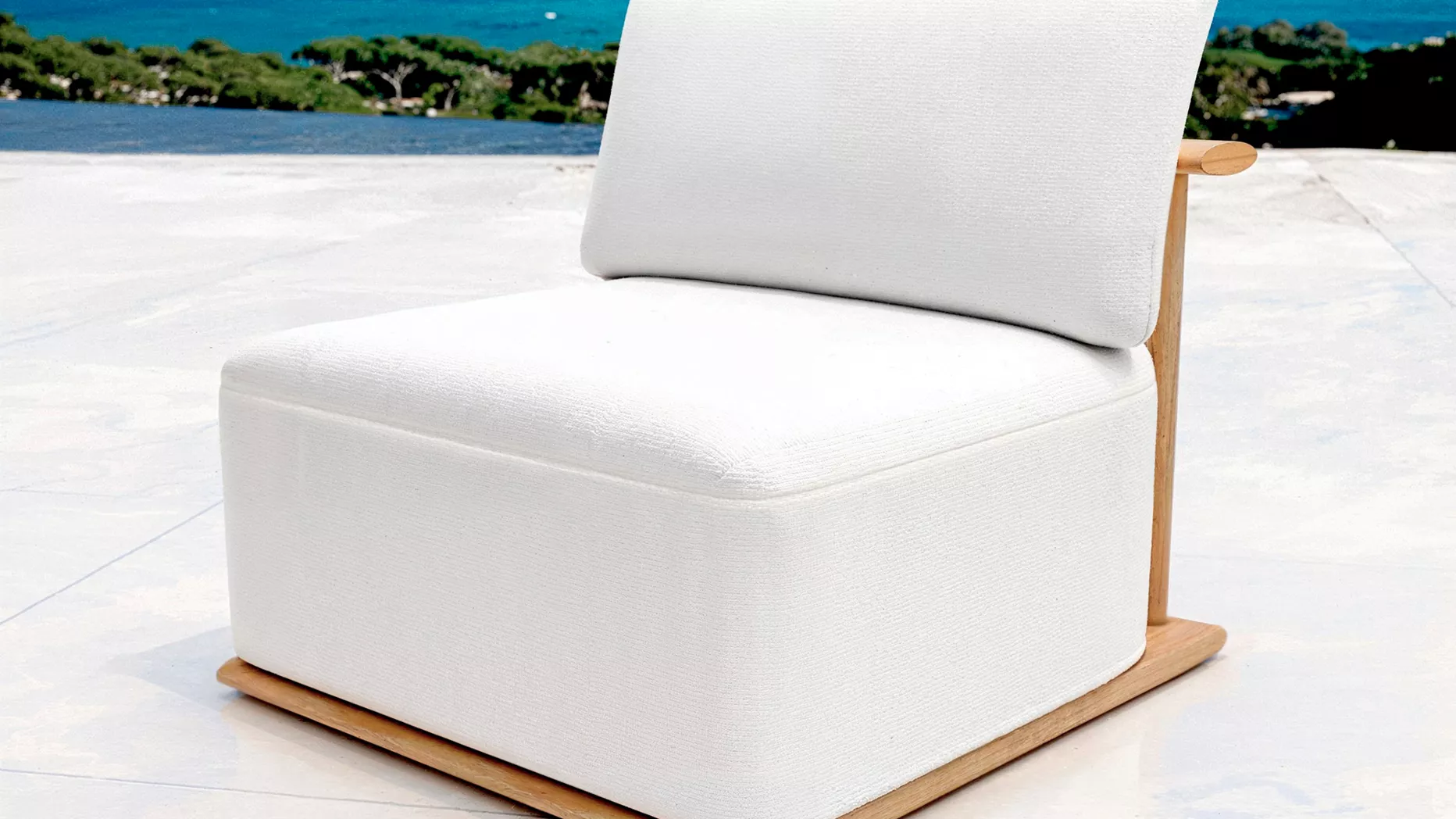 Loungestoel  teak hout Java - Ecru