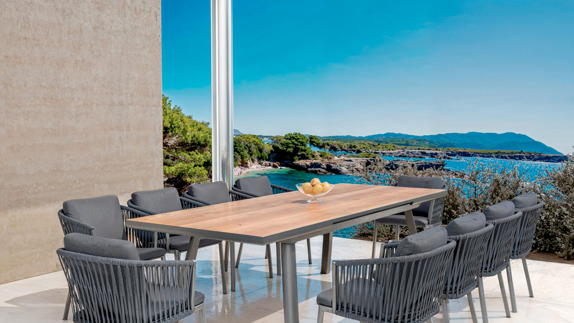 Tuintafel uitschuifbaar aluminium 10 zitplaatsen (260 x 96 cm) Amalfi - Antraciet