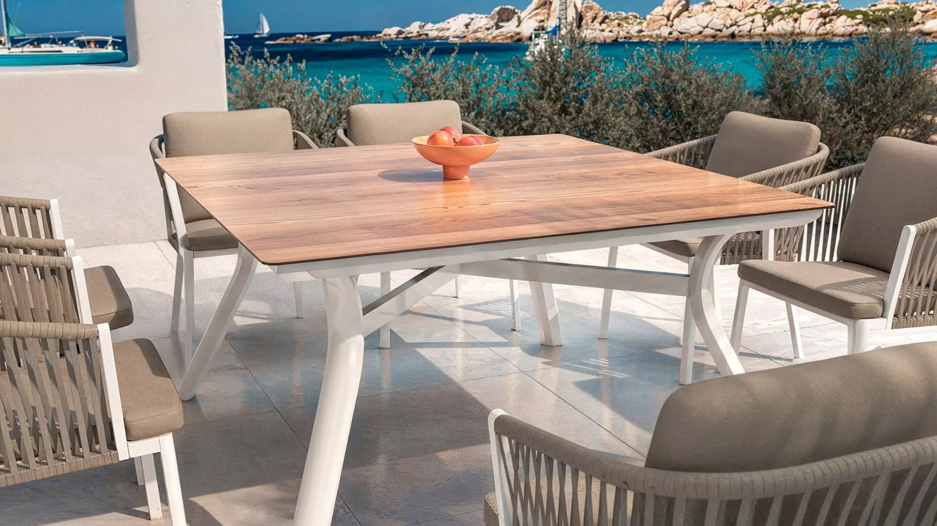 Mesa de jardín en aluminio  8 lugares (136 x 136 cm) Amalfi - Blanco