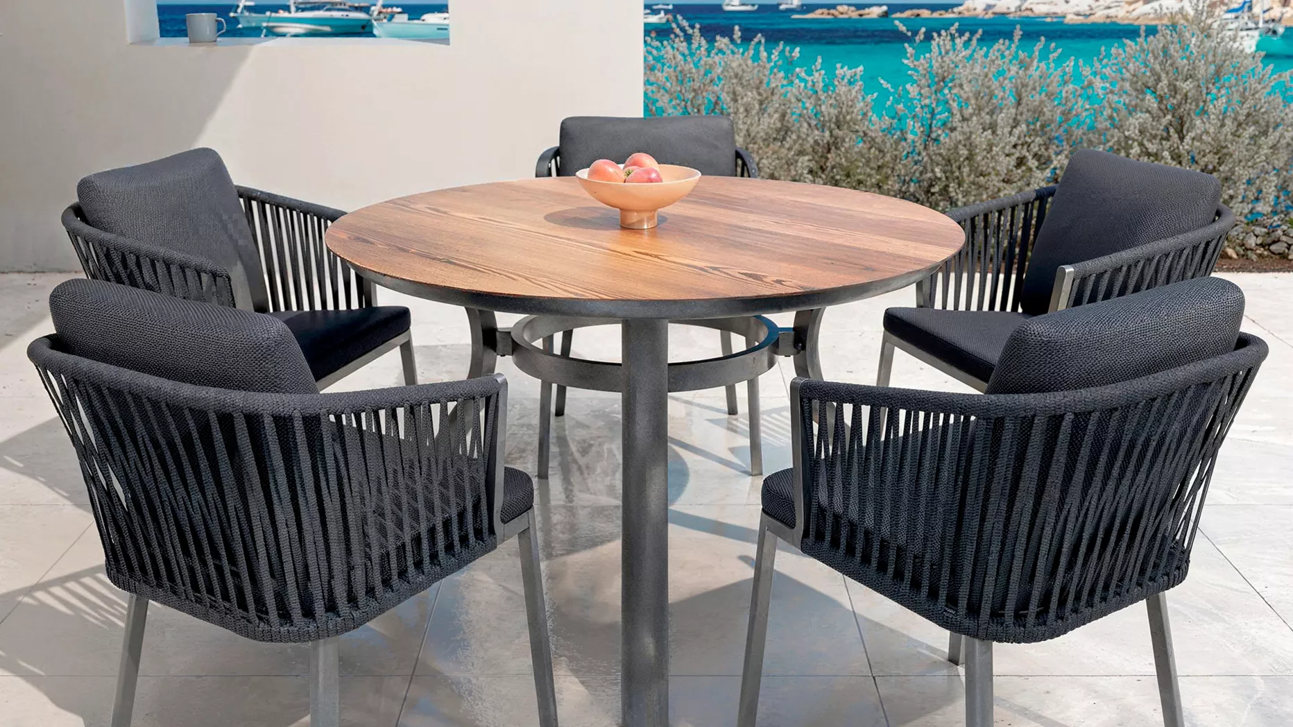 Runder Gartentisch Aluminium 6 Pers. (D120 cm) Amalfi - Anthrazitgrau