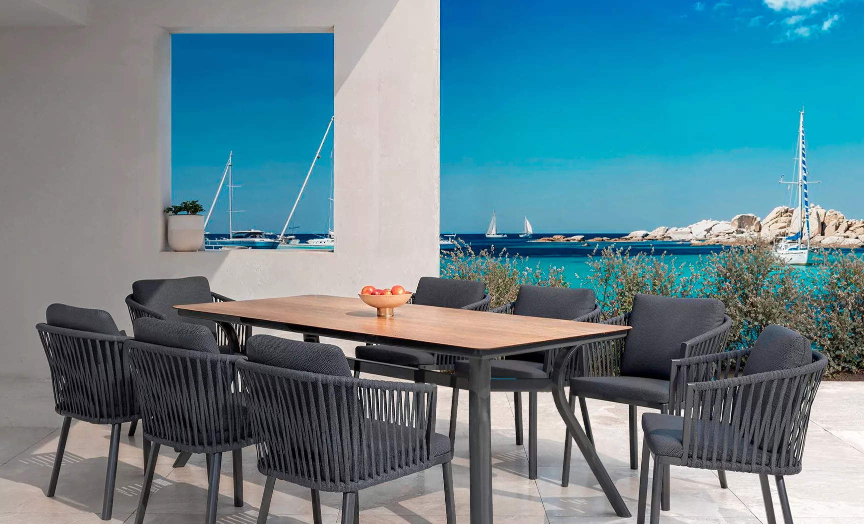 Mesa de jardín en aluminio  8 lugares (200 x 90 cm) Amalfi - Gris antracita