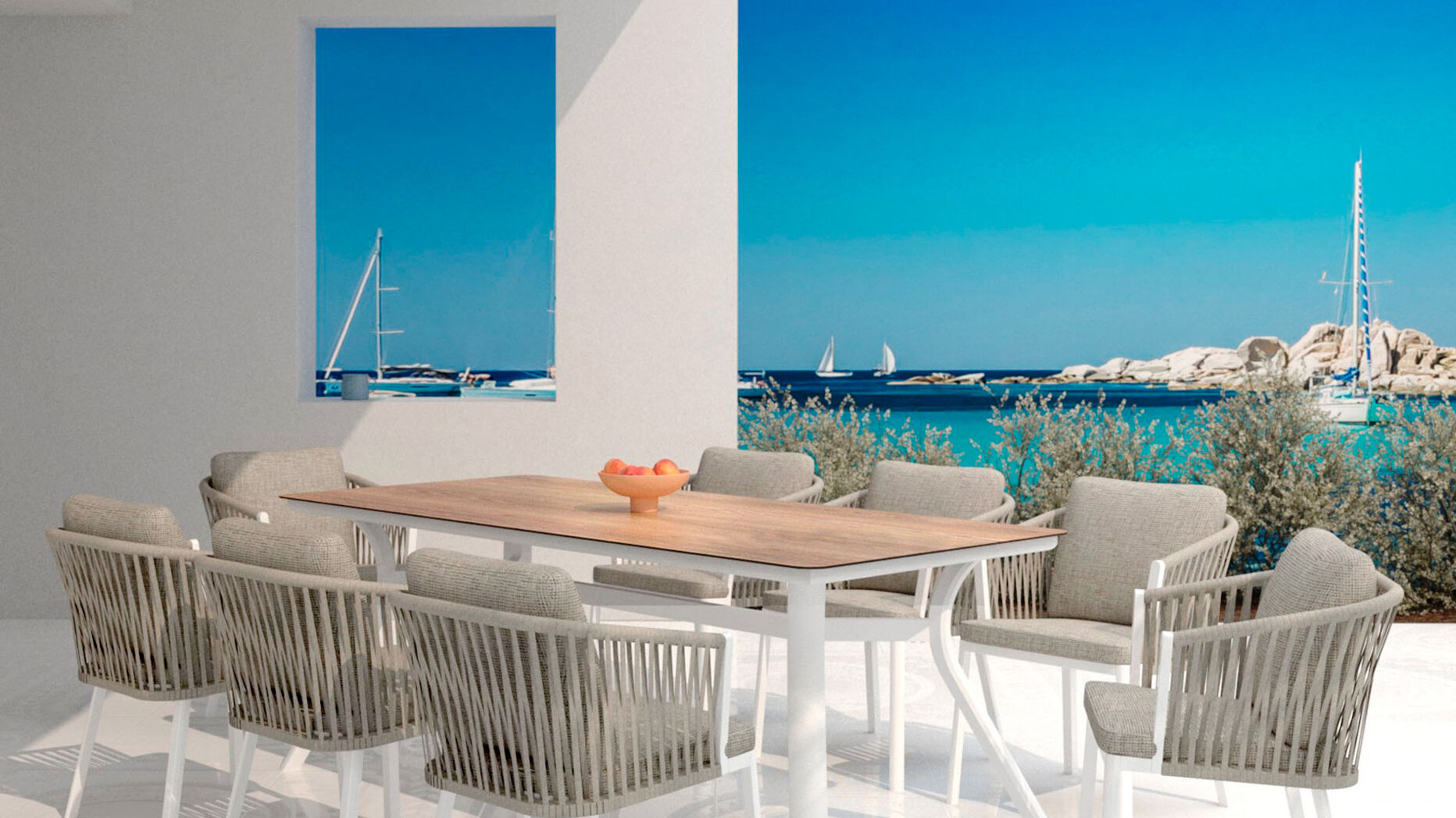 Table de jardin aluminium 8 places (200 x 90 cm) Amalfi - Blanc