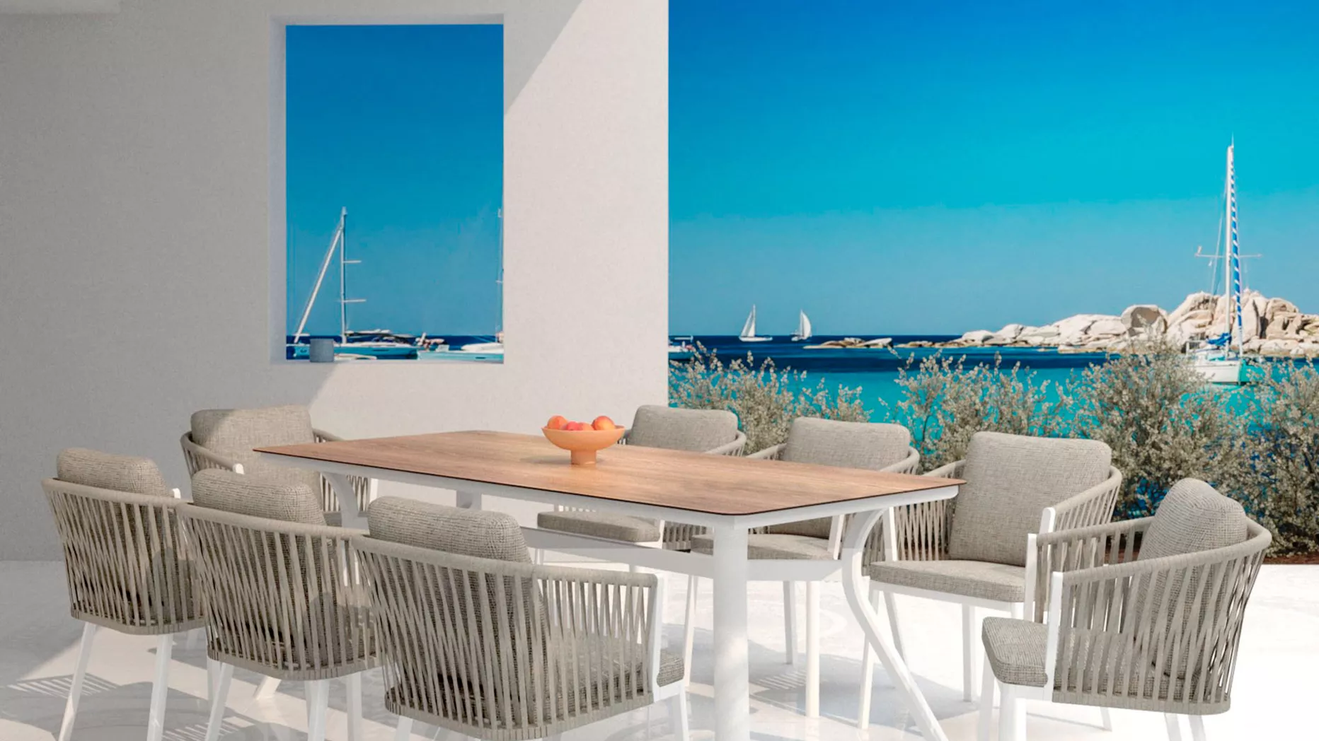 Tuintafel aluminium 8 zitplaatsen (200 x 90 cm) Amalfi - Wit