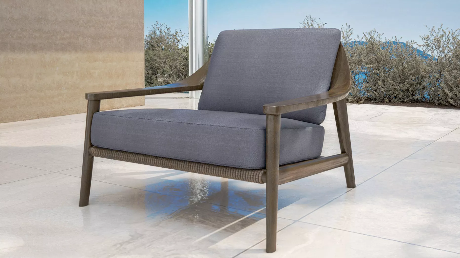 Fauteuil salon de jardin bois teck Cap Ferrat - Gris