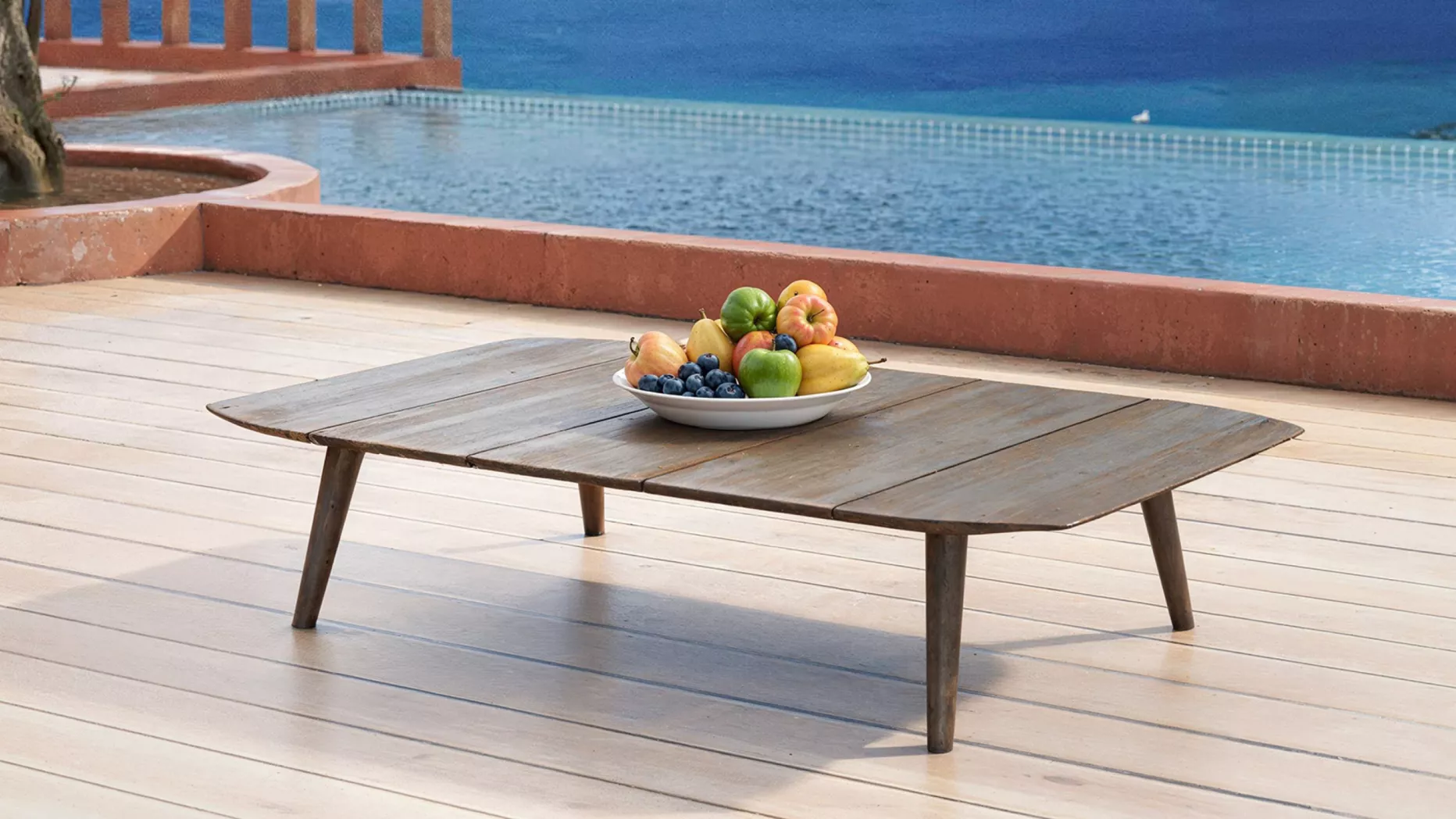 Table basse de jardin rectangulaire teck Cap Ferrat - Marron foncé